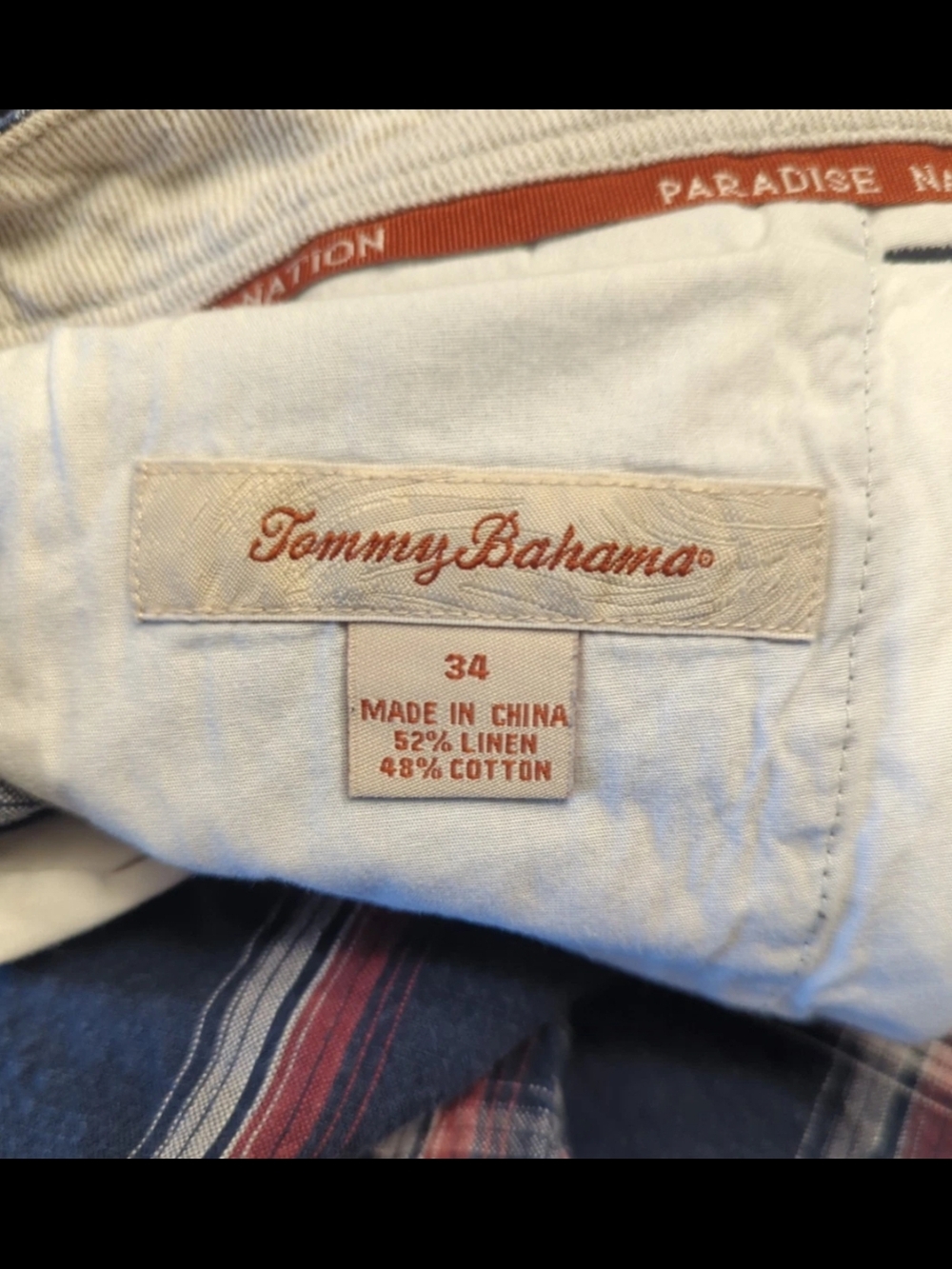 Tommy Bahama Linen/Cotton Shorts  Blue, Red White Plaid- Paradise Nation Size 34 - Picture 6 of 10